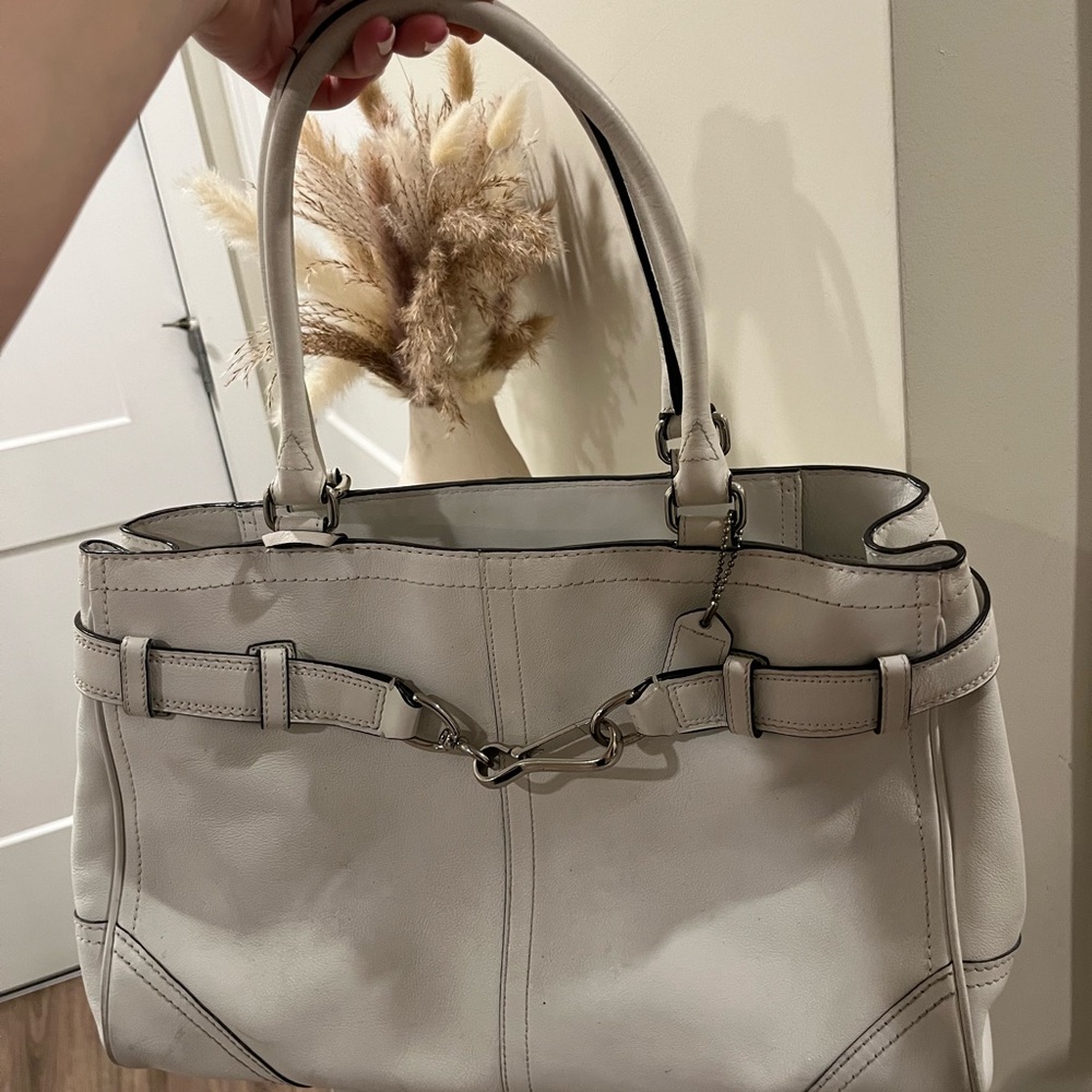 Elegant Cream Coach Handbag